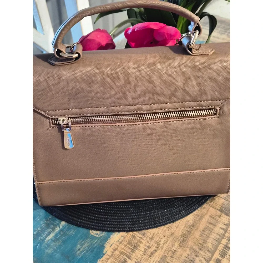 Trina Turk Khaki Vegan Leather Top Handle Satchel Detachable Strap TTT-2008 NEW